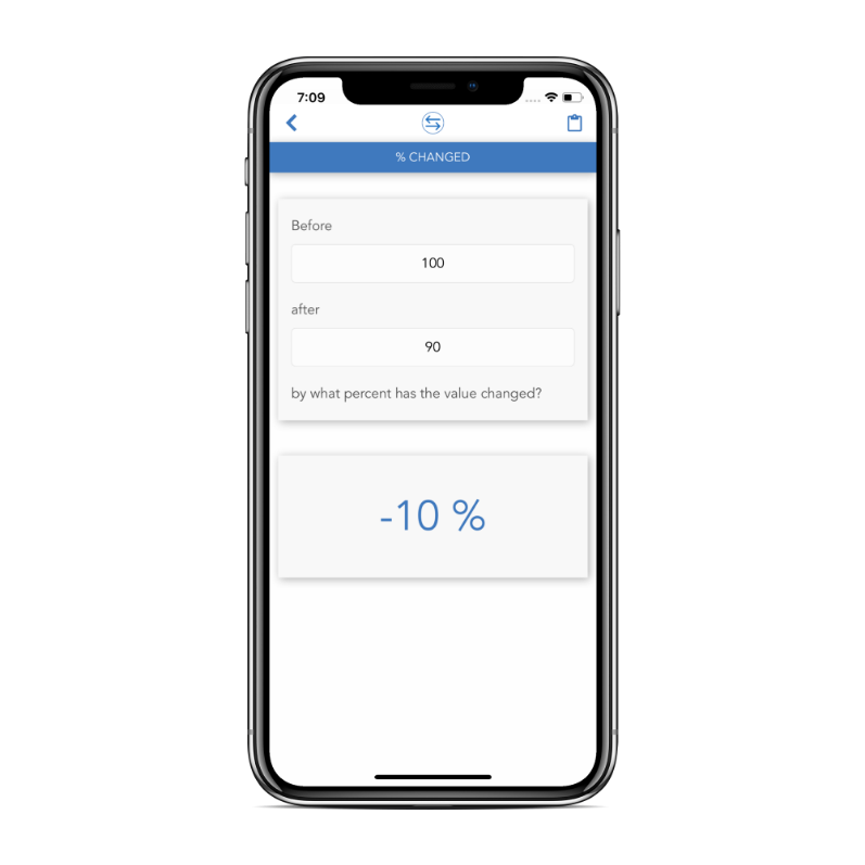 Percentages Calculator decrease function